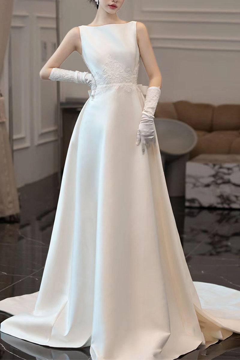 732407195176 即納ドレス aライン トレーン サテン ウェディングドレス
