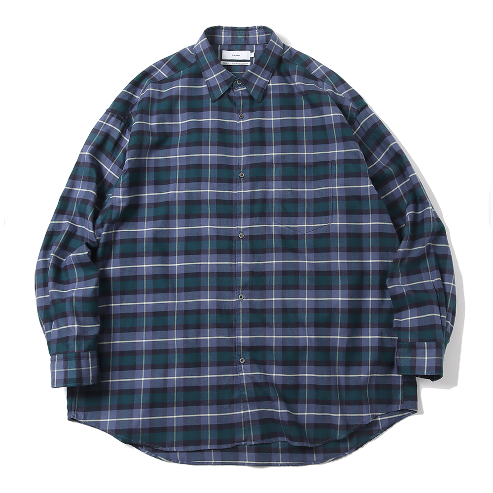 Graphpaper) Check Flannel Oversized Regular Collar Shirt (GM233
