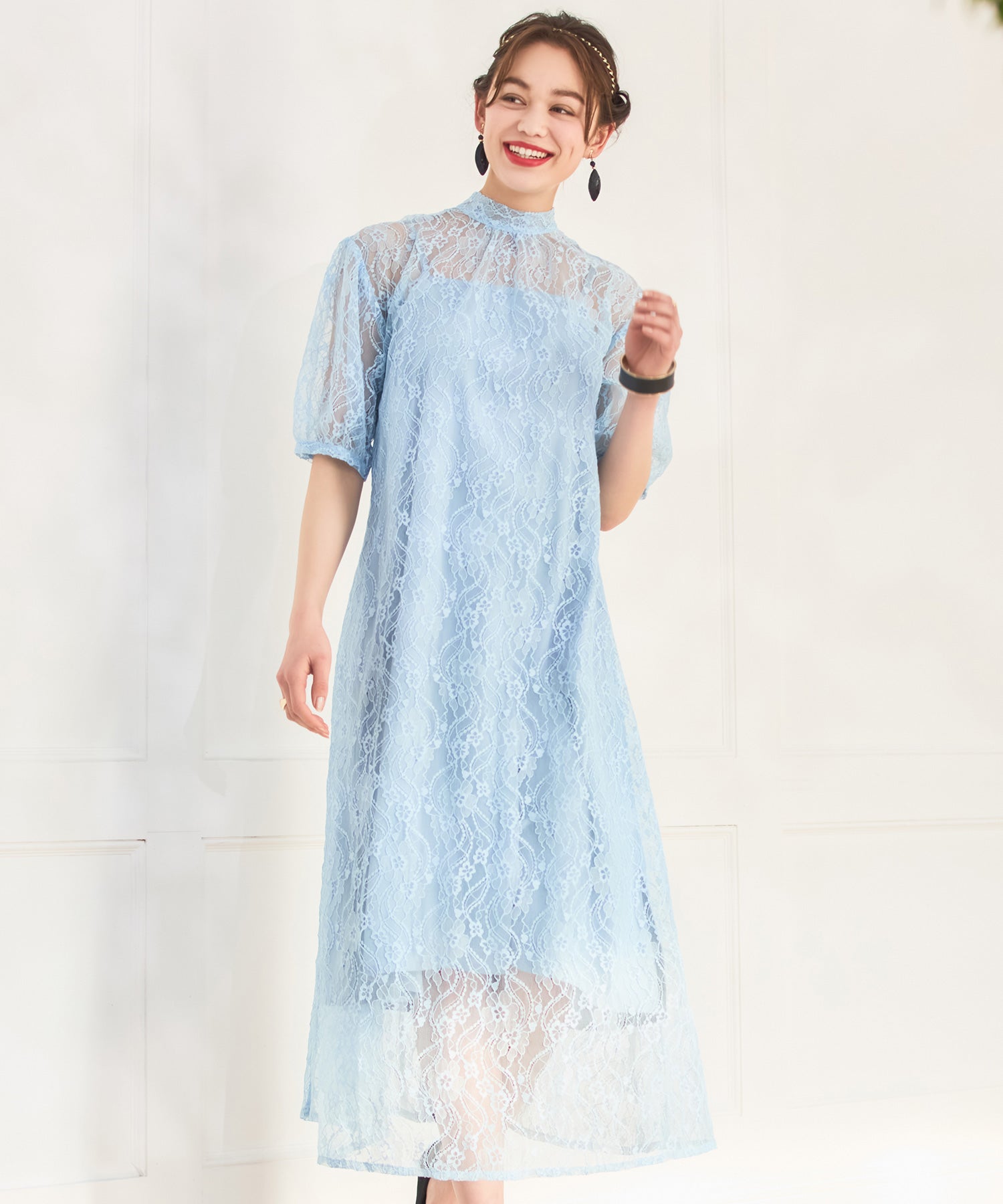 パーティードレス ワンピース 総レース 結婚式 フォーマル 普段使い