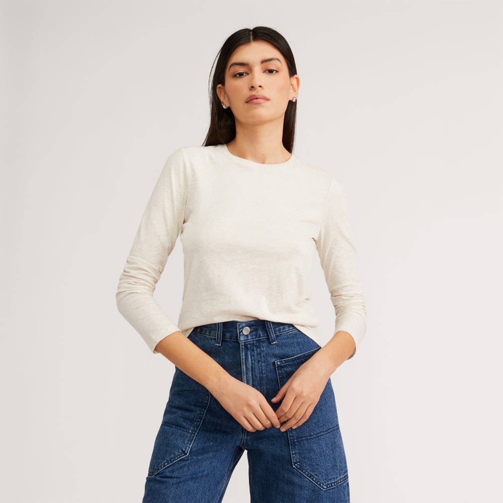 The Organic Cotton Long-Sleeve Crew | Oatmeal – Everlane