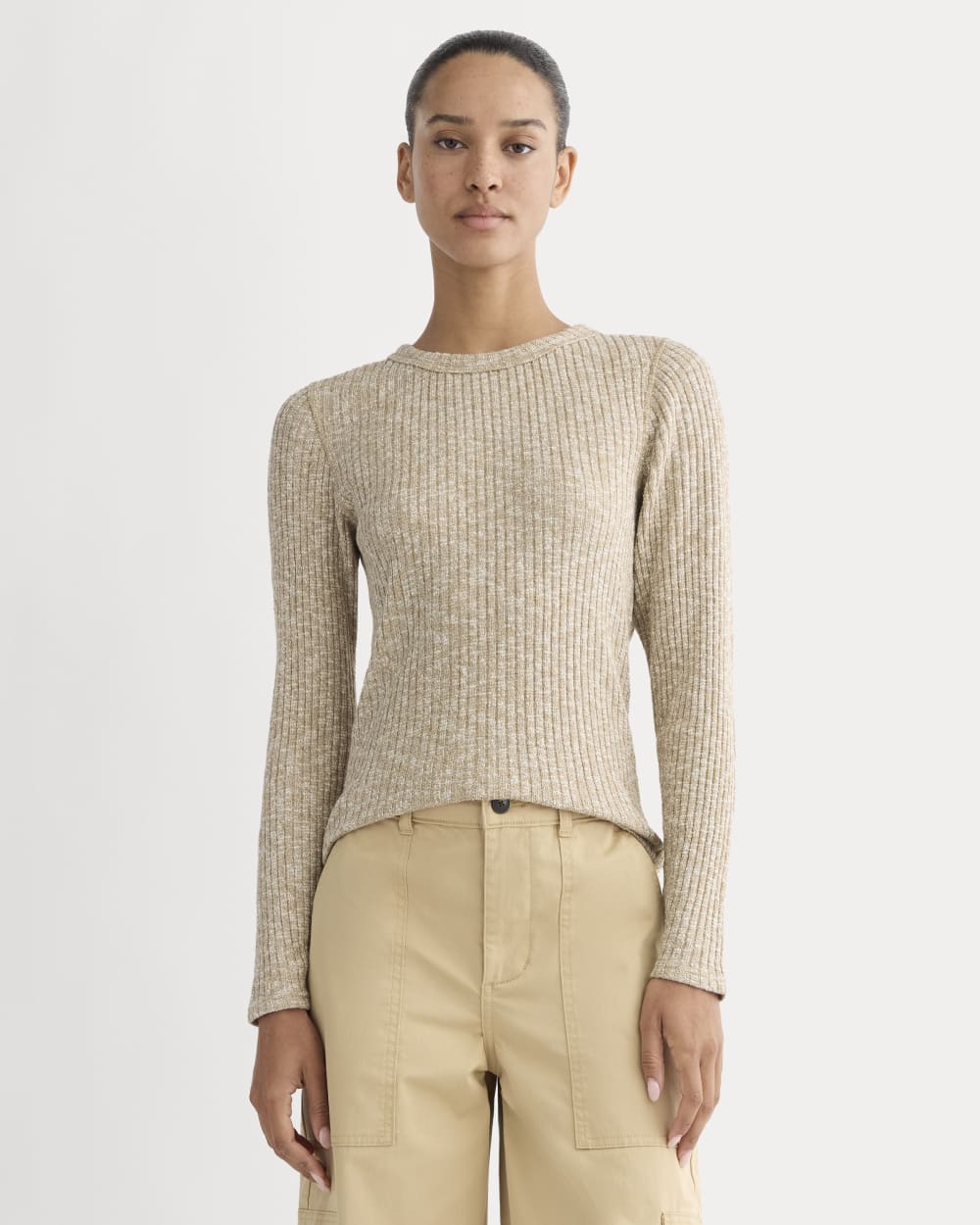 The Cozy Rib Long-Sleeve Tee | Cornstalk / Bone Twist – Everlane