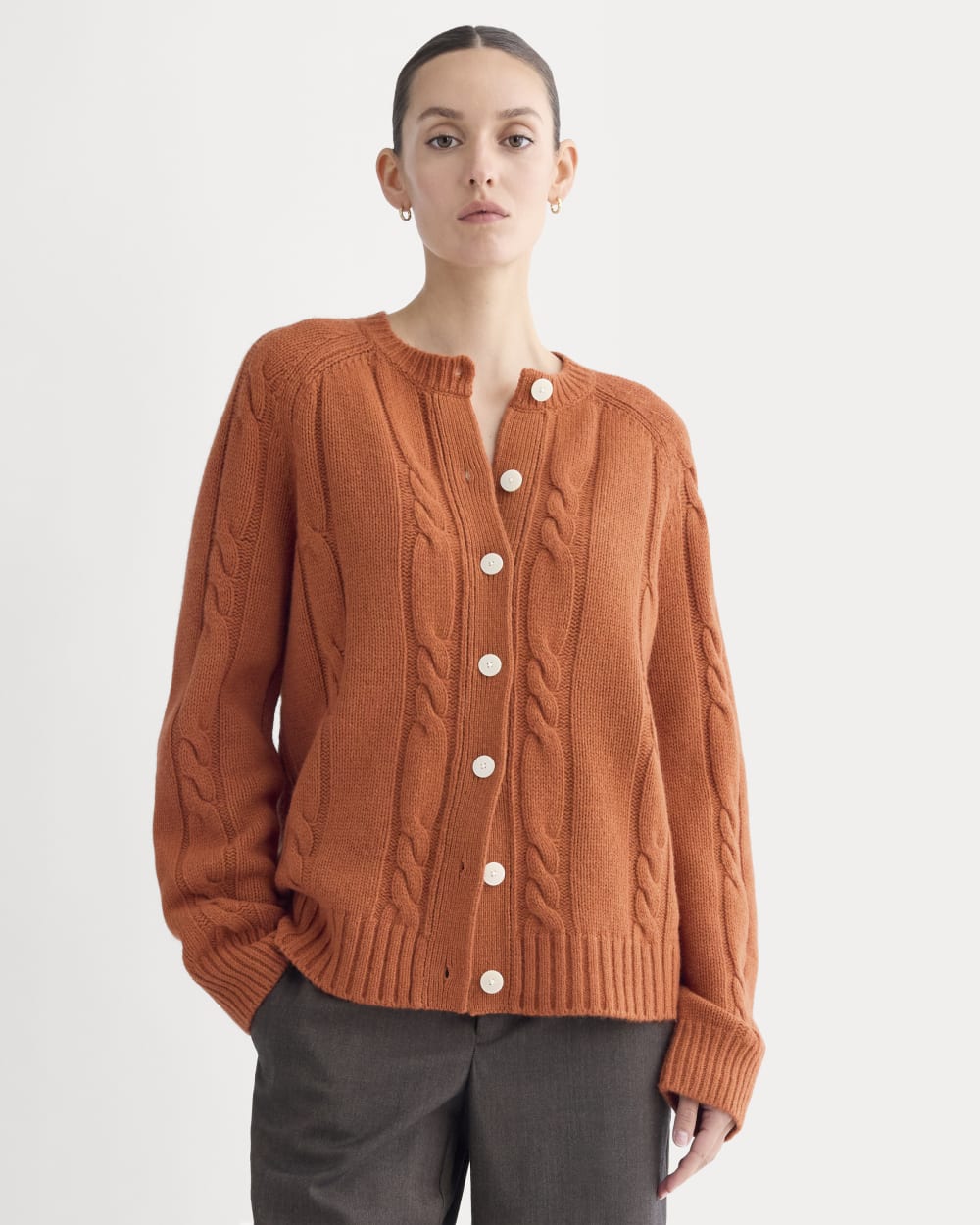 Cable Cardigan in Extrafine Luxe Merino | Rust Heather – Everlane