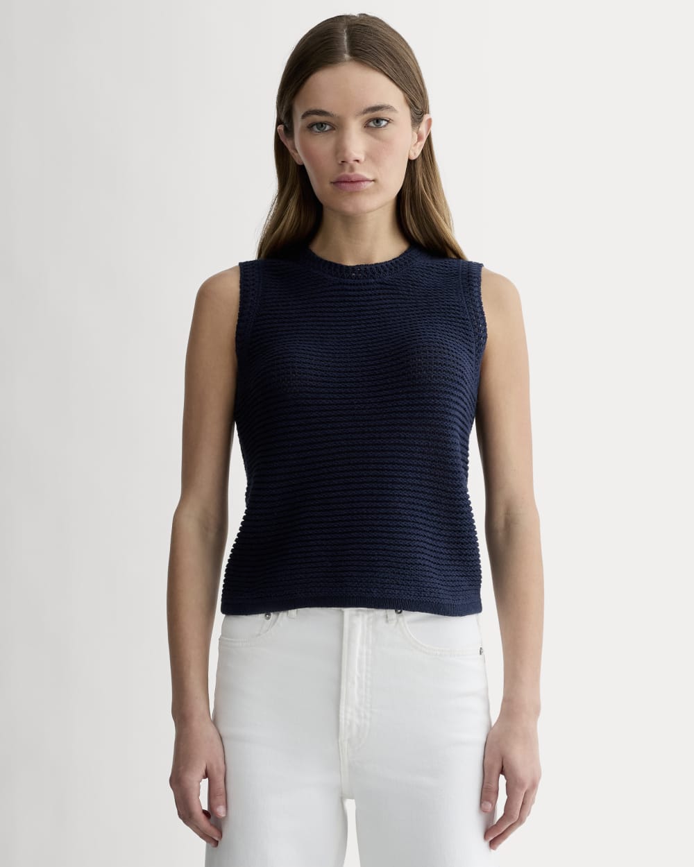 The Organic Cotton Open-Stitch Tank | Navy – Everlane