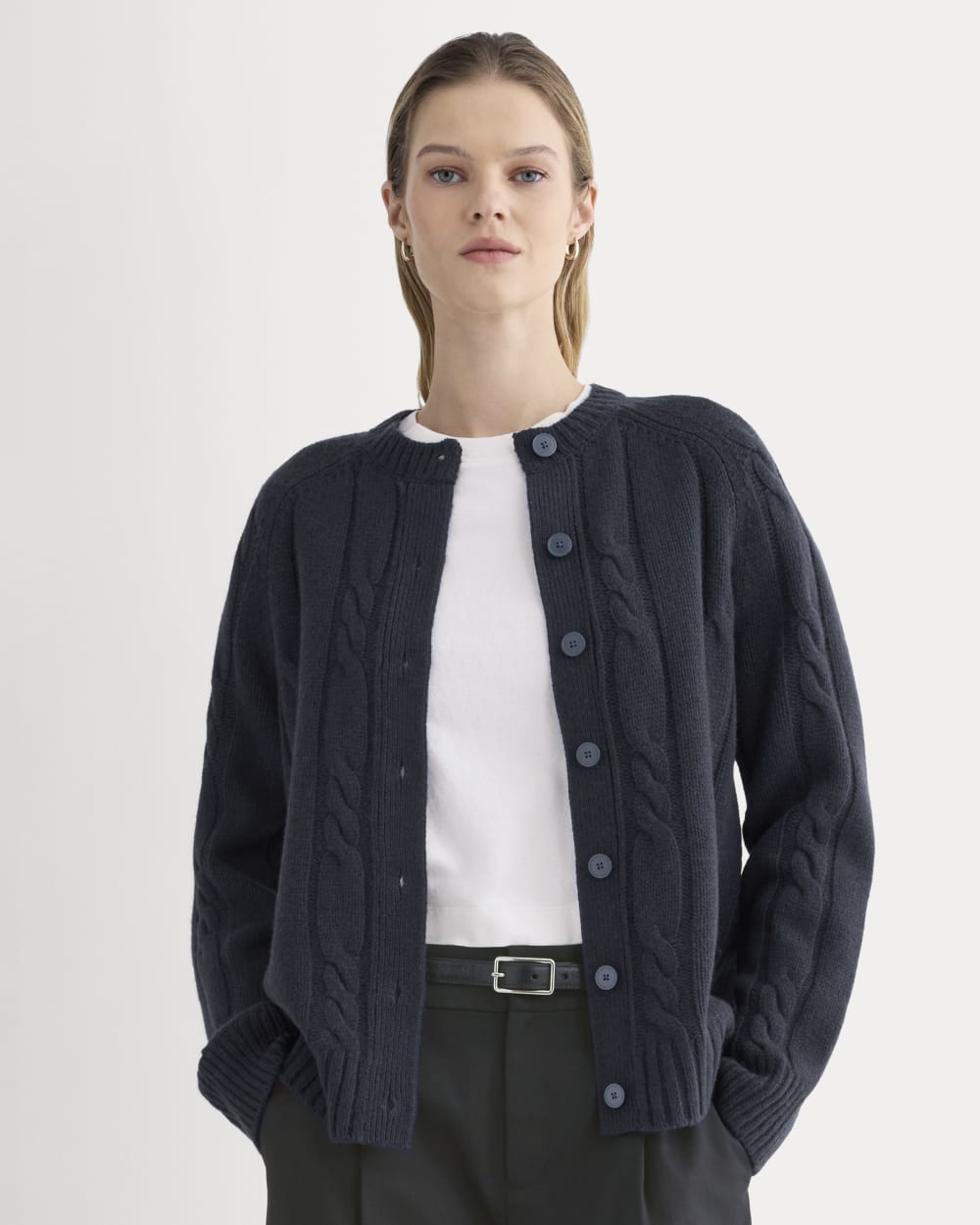 Cable Cardigan in Extrafine Luxe Merino | Navy – Everlane
