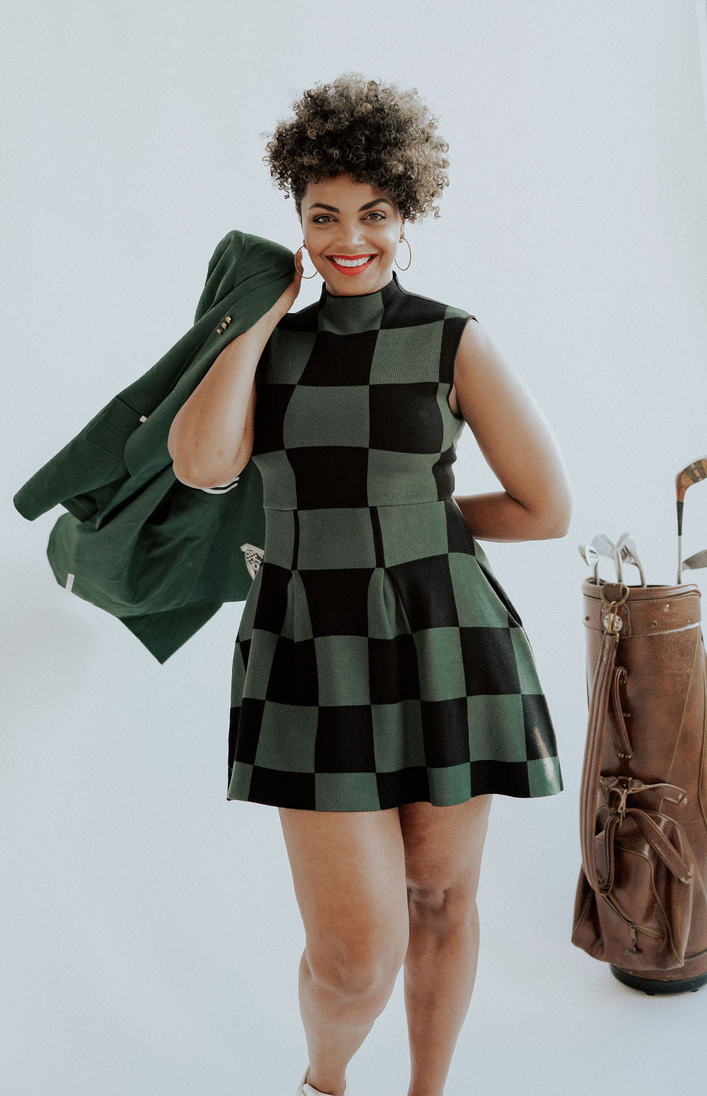 Mckell Dress - Green/Black Checkered – foreall.com
