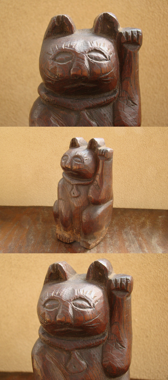 古童 - 木彫 招き猫 | 古美術品専門サイト fufufufu.com