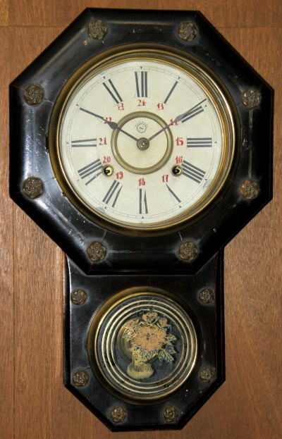 精工舎／8インチ花飾り金筋八角掛け時計