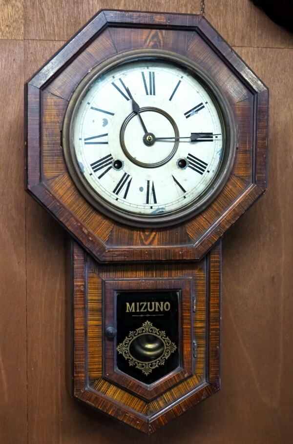 水野時計／8インチ八角尾長掛け時計