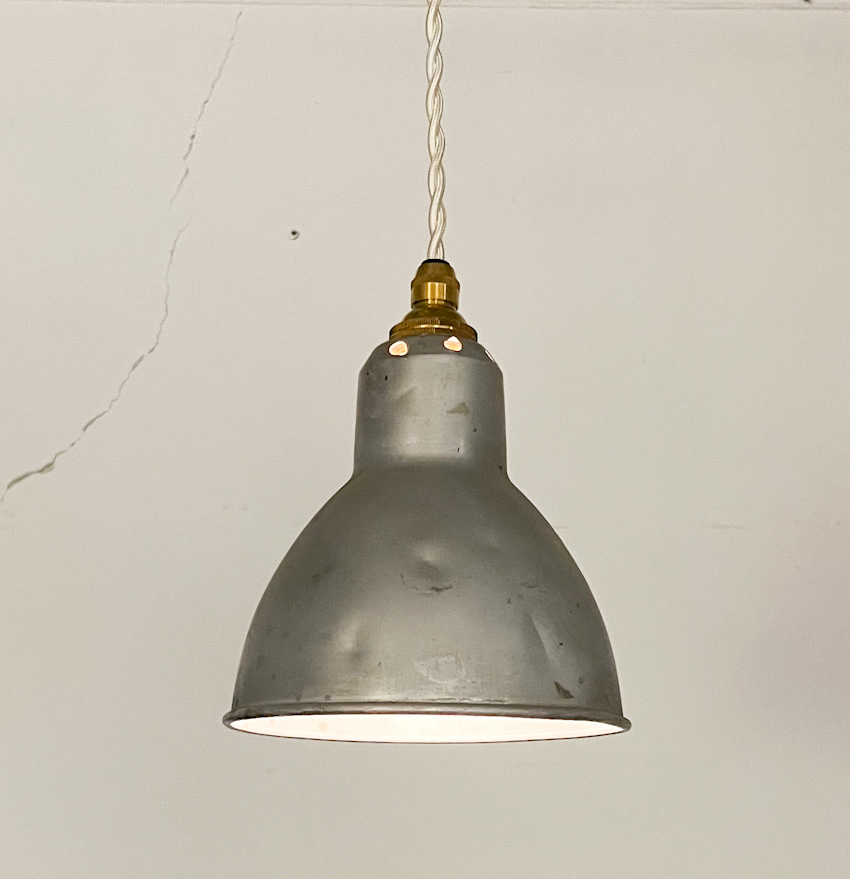 フランスアンティークスモールアルミランプシェード1(CL024-086)<span