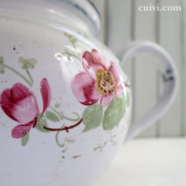 ハンドペイント_フラワー_ホーローティーポット - アンティーク&モダン