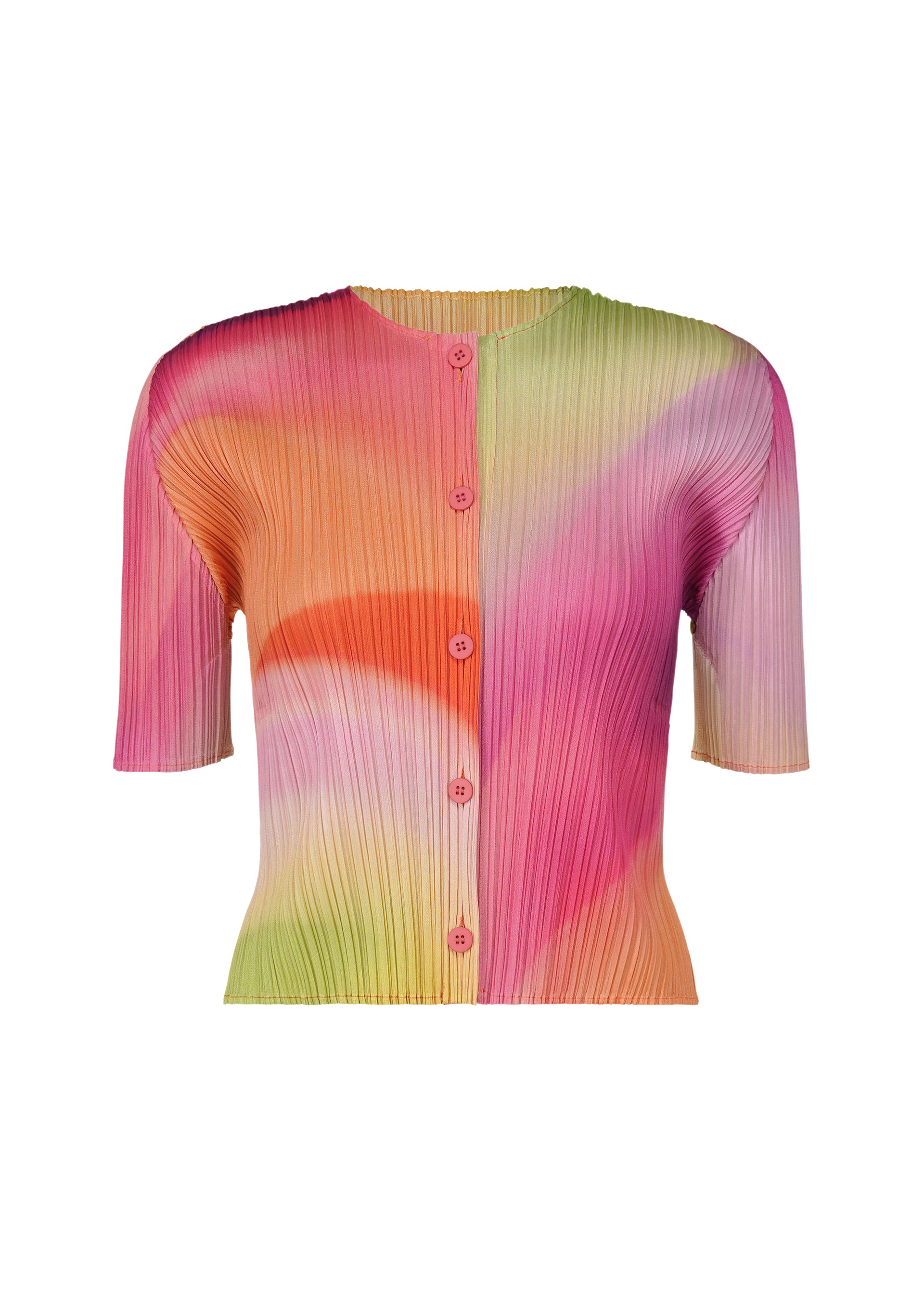 プリーツプリーズ（ISSEY MIYAKE ）カラフルプリーツの半袖トップス