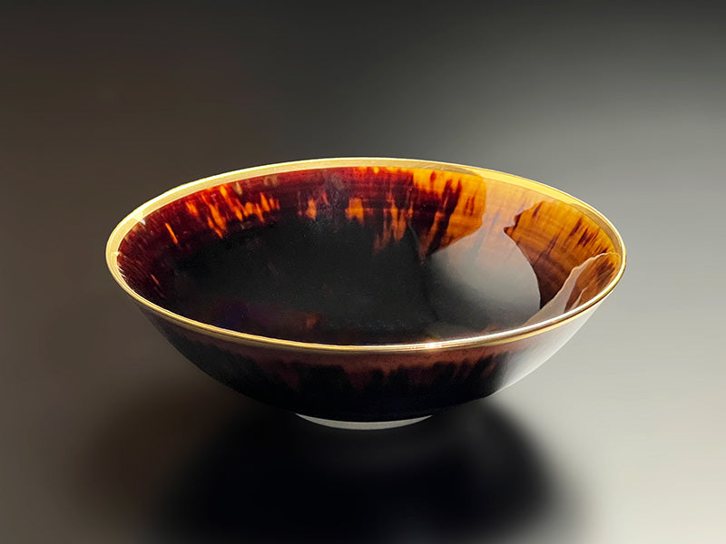 有田焼】玳皮天目 本金彩平鉢