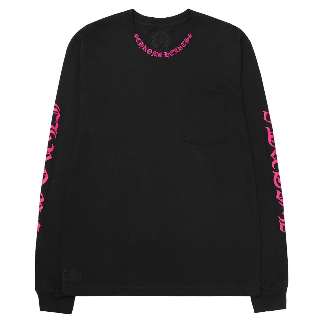 Chrome Hearts Neck Logo Long Sleeve T-Shirt Black Pink | Kenshi