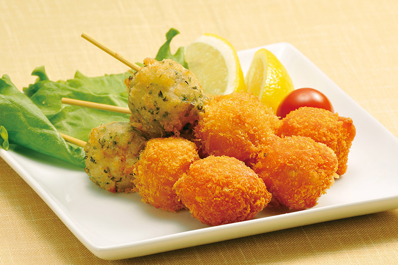 商品紹介｜水産加工品｜海鮮団子串（たこ・えび・いか）｜ケーオー産業