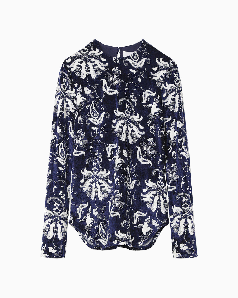 Velour Jersey Top - navy - Mame Kurogouchi