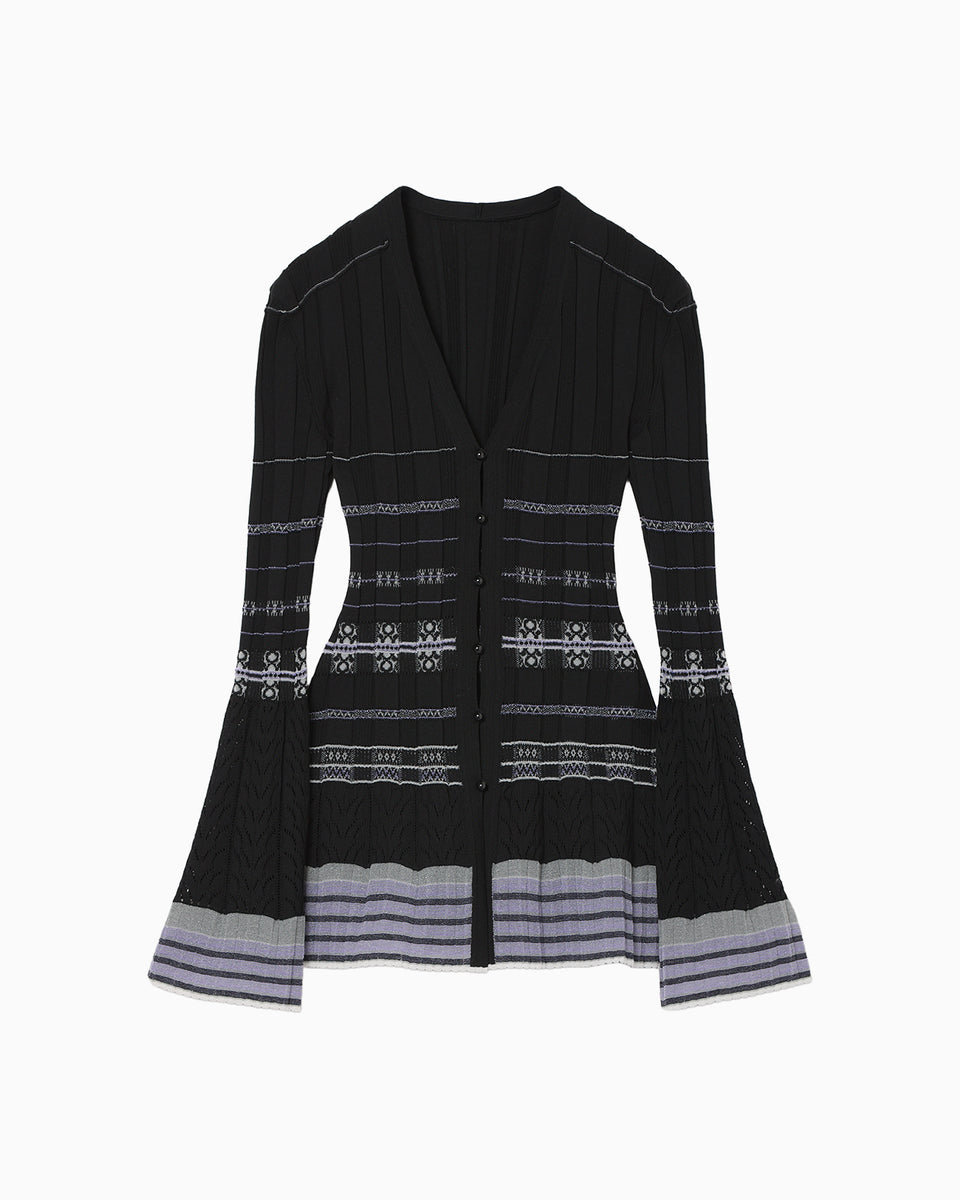 Lamp Shaped Knit Cardigan - black - Mame Kurogouchi
