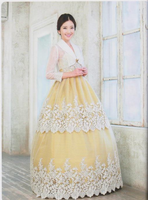 チマチョゴリオッコルムなし淡いイエローレース花柄黄色韓服