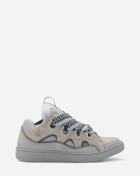 LANVIN LEATHER CURB SNEAKER, GREY – OZNICO
