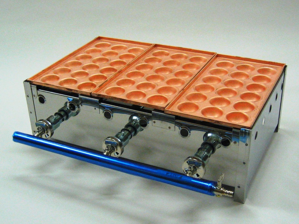 たこ焼き器18穴 銅板 1連：鉄板焼き器・たこ焼き器などを扱う厨房機器