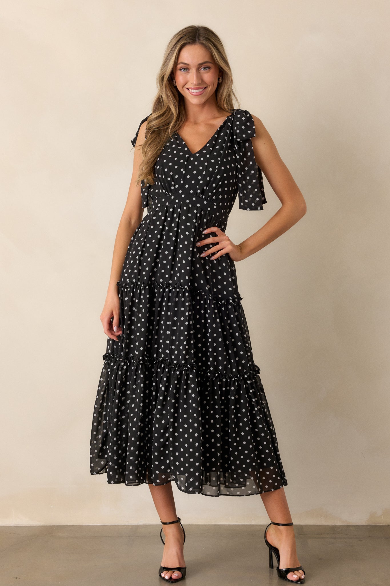 Black Polka Dot Maxi Dress - All Dresses | Red Dress
