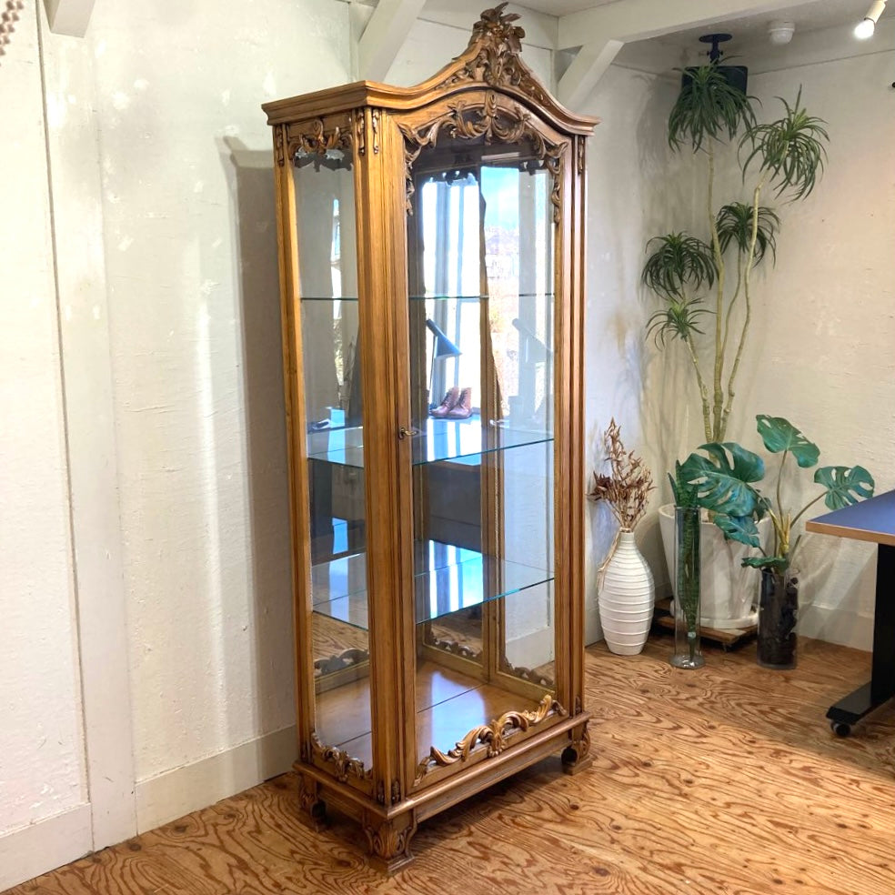 Hamtaurosさま専用です】 アンティーク 木製ガラス扉キャビネット