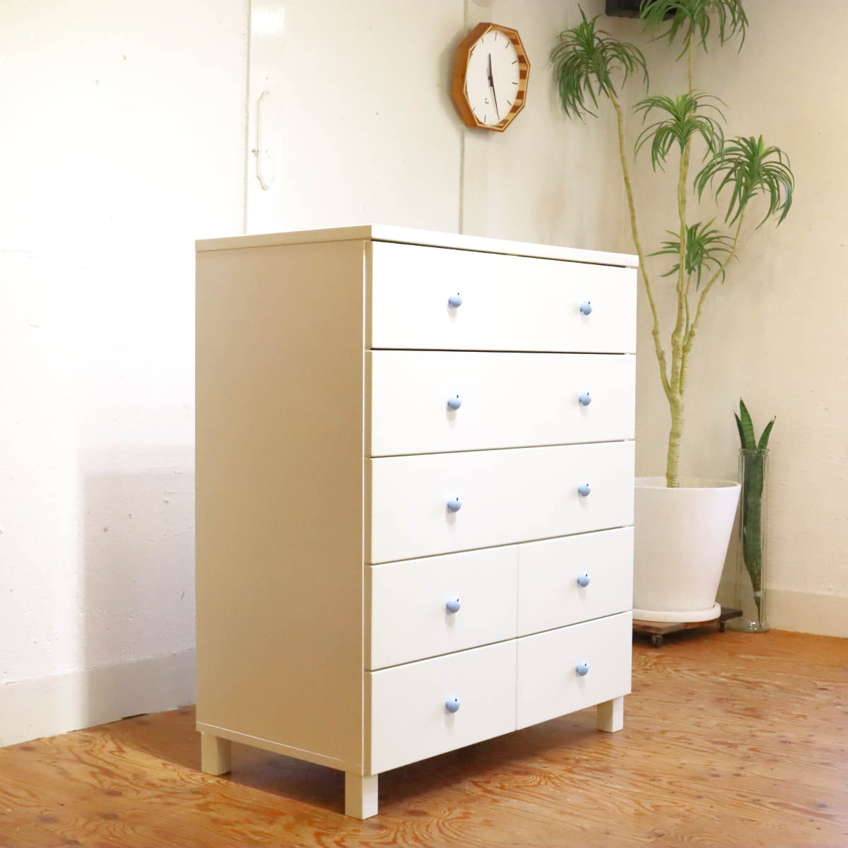 ファミリア / familiar 整理ダンス りんご 水色 子供用家具 中古