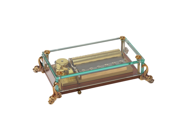 リュージュオルゴール 36弁 クリスタルガラスボックス ドルフィン