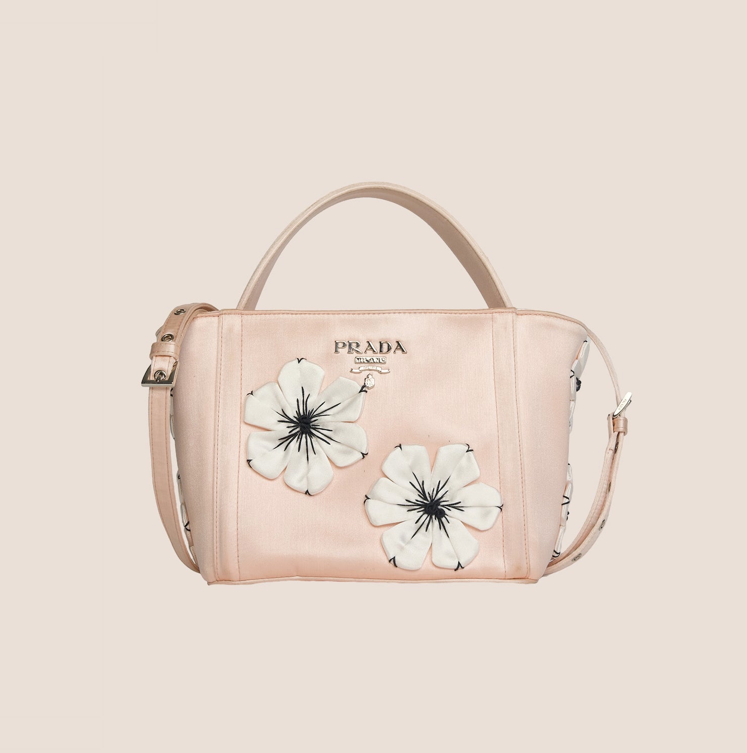 PRADA 2013 SPRING RUNWAY PINK SATIN FLORAL BUCKET BAG – RDB