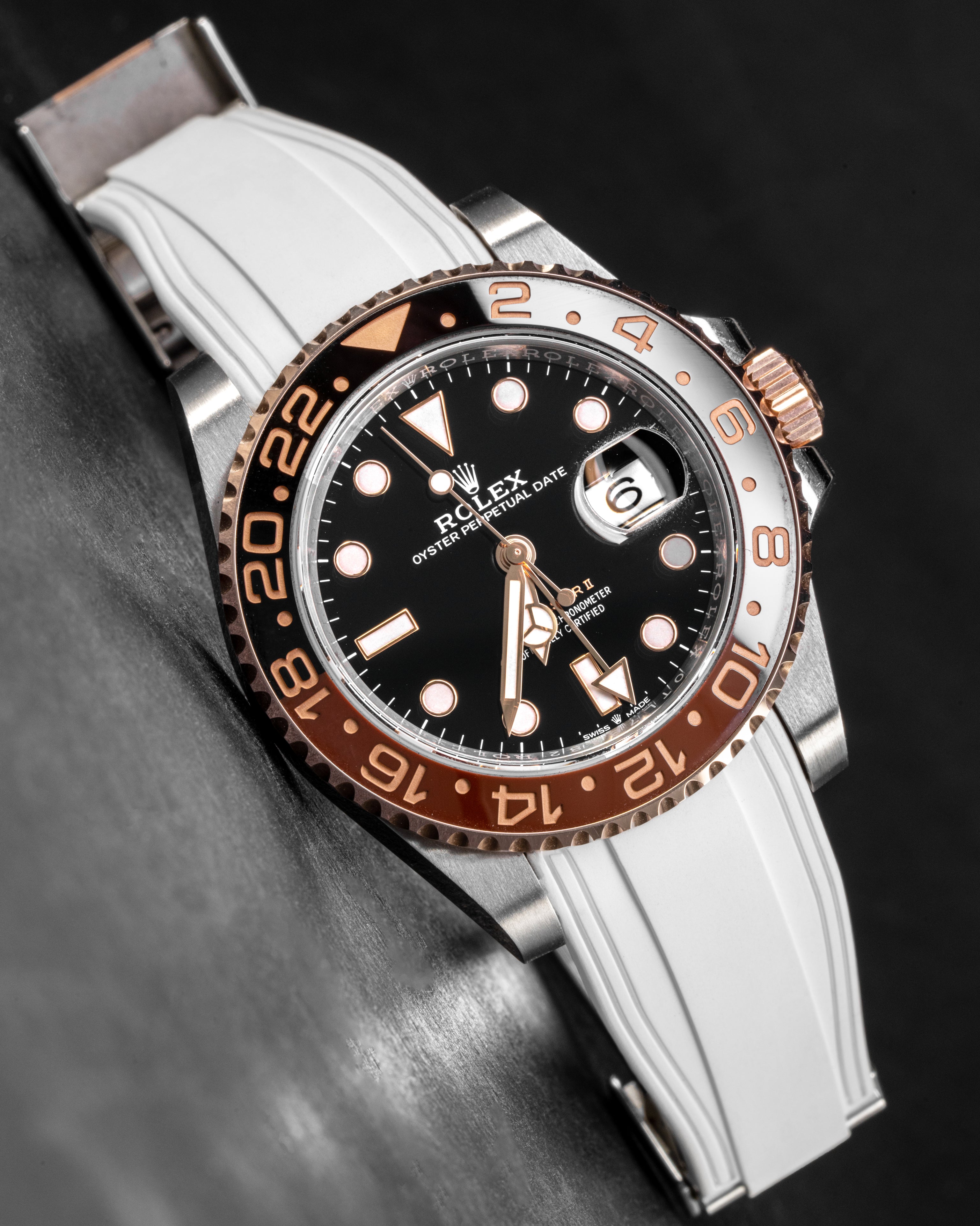 Solitaire Rubber straps in Snowy White for Rolex GMT-Master II