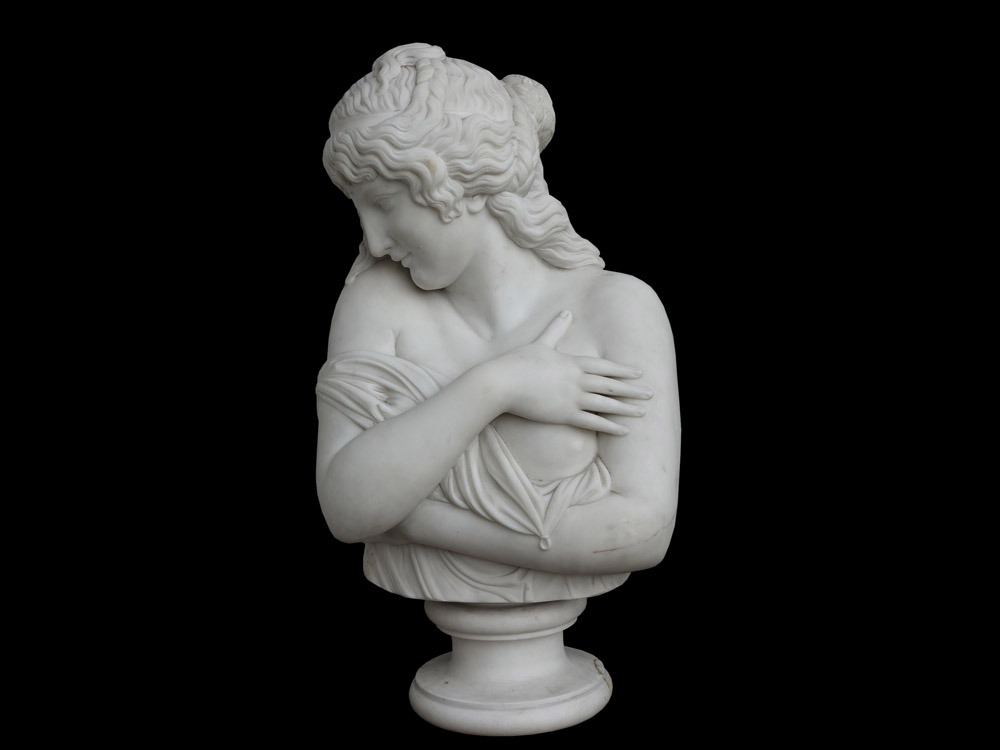 アンティーク 大理石 女性胸像 James Pradierに基づく [483-NGM304