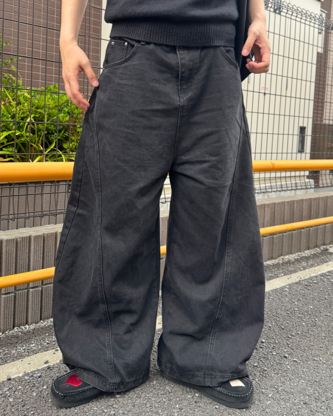 GRANCYグランシー ジップデザイン バギーデニム パンツ ブルー GRANCY