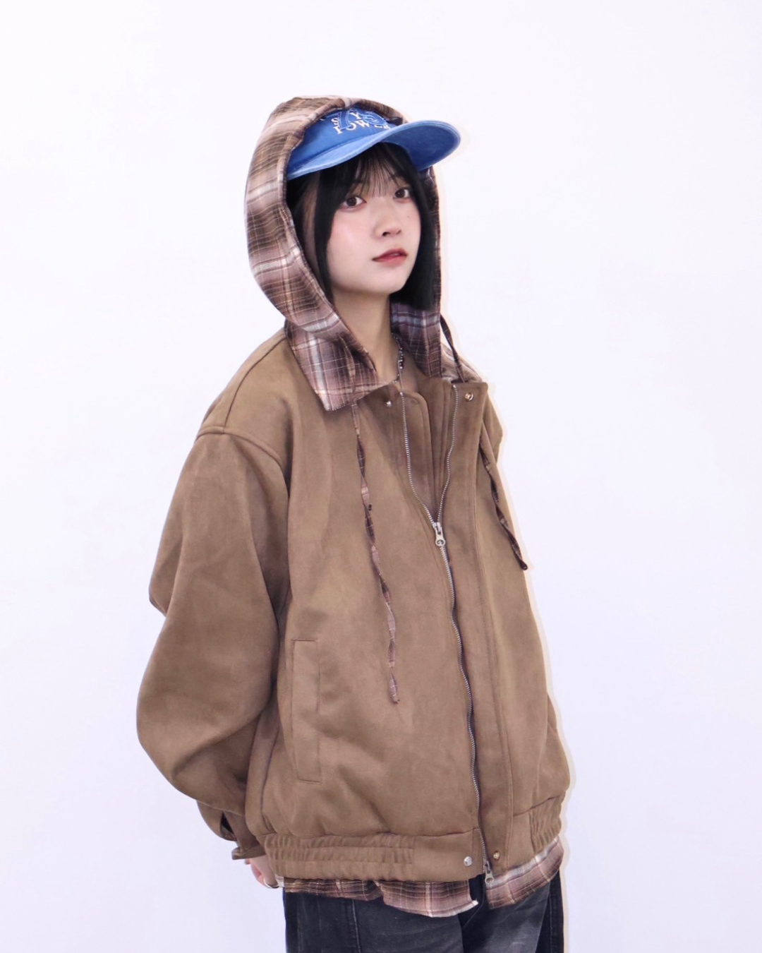 即納】チェックフードレイヤードスエードジャケットK5002 – YOLO（ヨロ