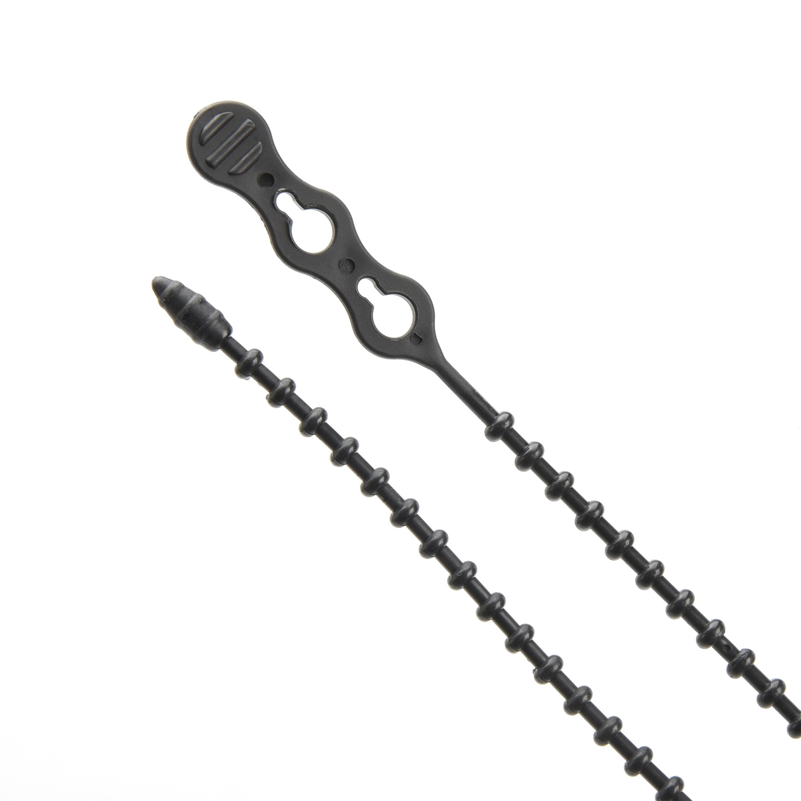 12-inch UV Resistant Black Double Loop Beaded Zip Tie, 50-lb