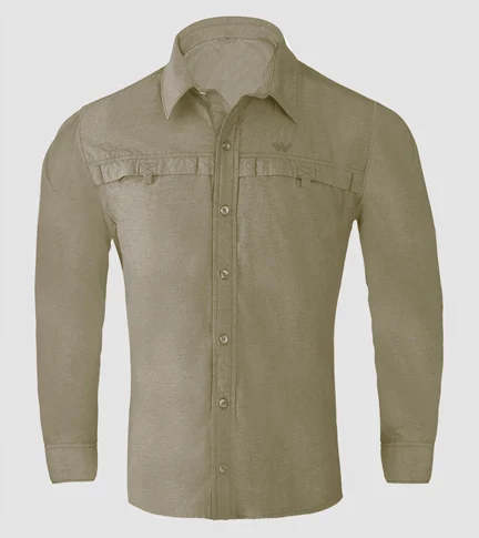 Cotton Crockery Beige Hypa Cool Mens Full Sleeve Hiking Shirt