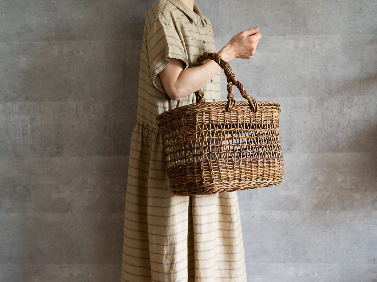 あけび楕円かご すかし編み 持ち手付き | 市川籠店 – 市川籠店 | 1basketry
