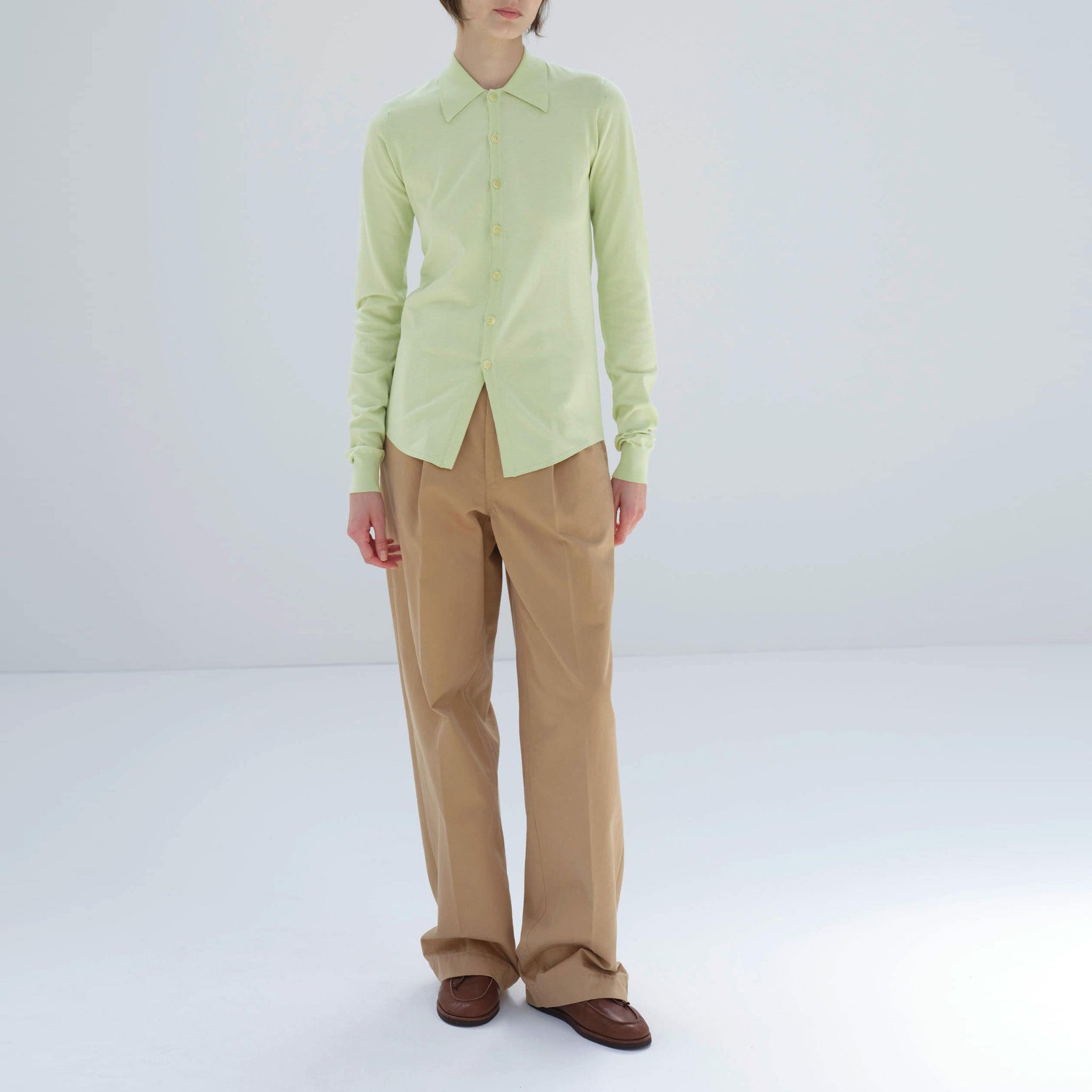 AURALEE/WASHED FINX CHINO ONE-TUCK PANTS – THREE DOTS TURQUOISE