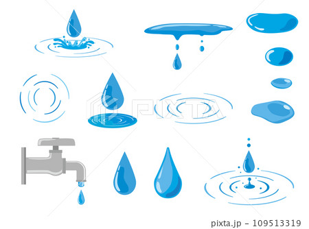 色々な水滴のセットイラストのイラスト素材 [109513319] - PIXTA