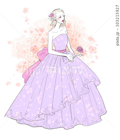 薔薇を持ったドレスの女性のイラスト素材 [103215927] - PIXTA