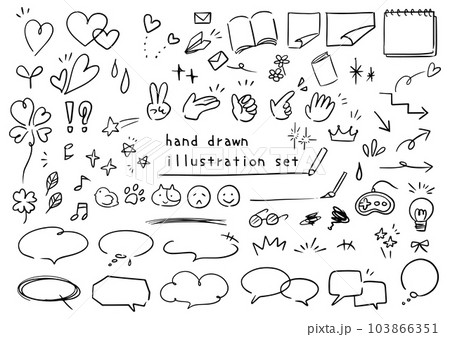 手描きイラスト素材セットのイラスト素材 [103866351] - PIXTA