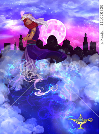 ランプから出る煙と魔人のイラスト素材 [111020809] - PIXTA