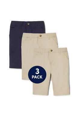 Boys' Stretch Flat Front Shorts - Navy & Black Options | French