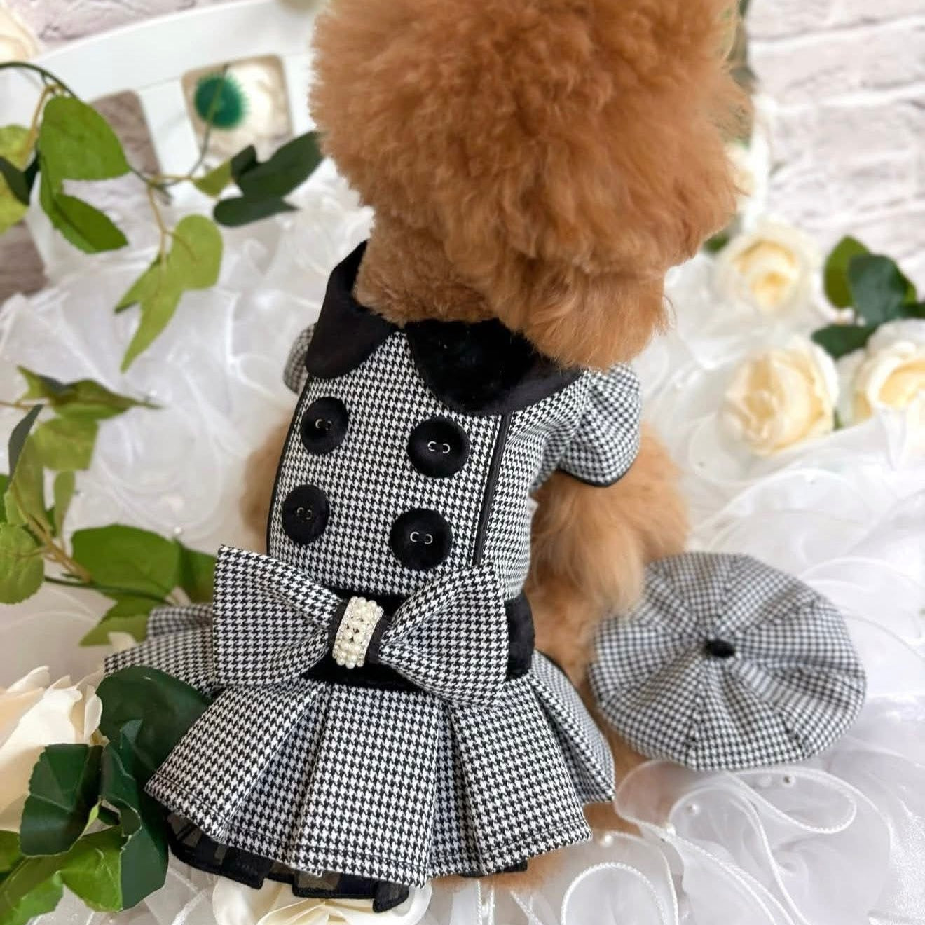 TaniWina 英国風 千鳥格子 ドレス＆スーツセット｜犬用ペア服・秋冬