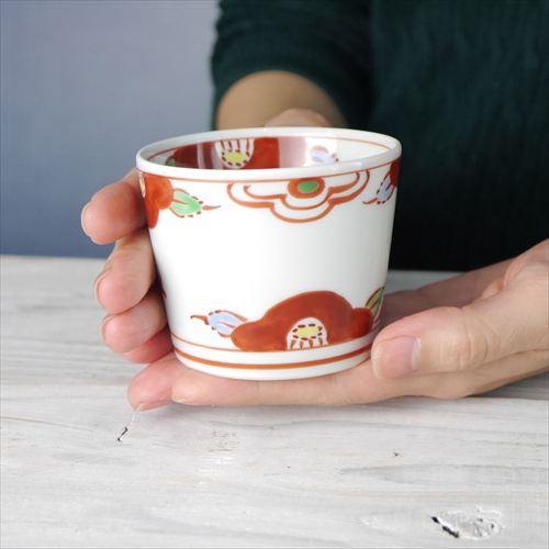 有田焼/渓山窯/ARKZ-005001058/赤絵椿そば猪口/Φ7.7 X H6.2 - テーブル