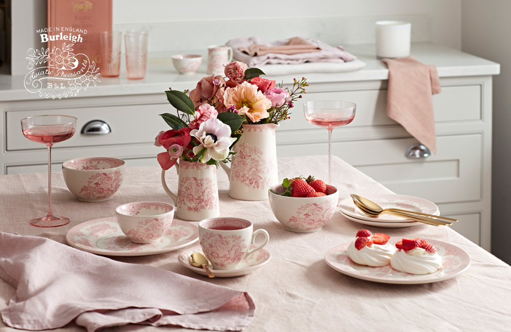 イギリス食器 Burleigh ピンクアジアティックフェザンツ シュガー