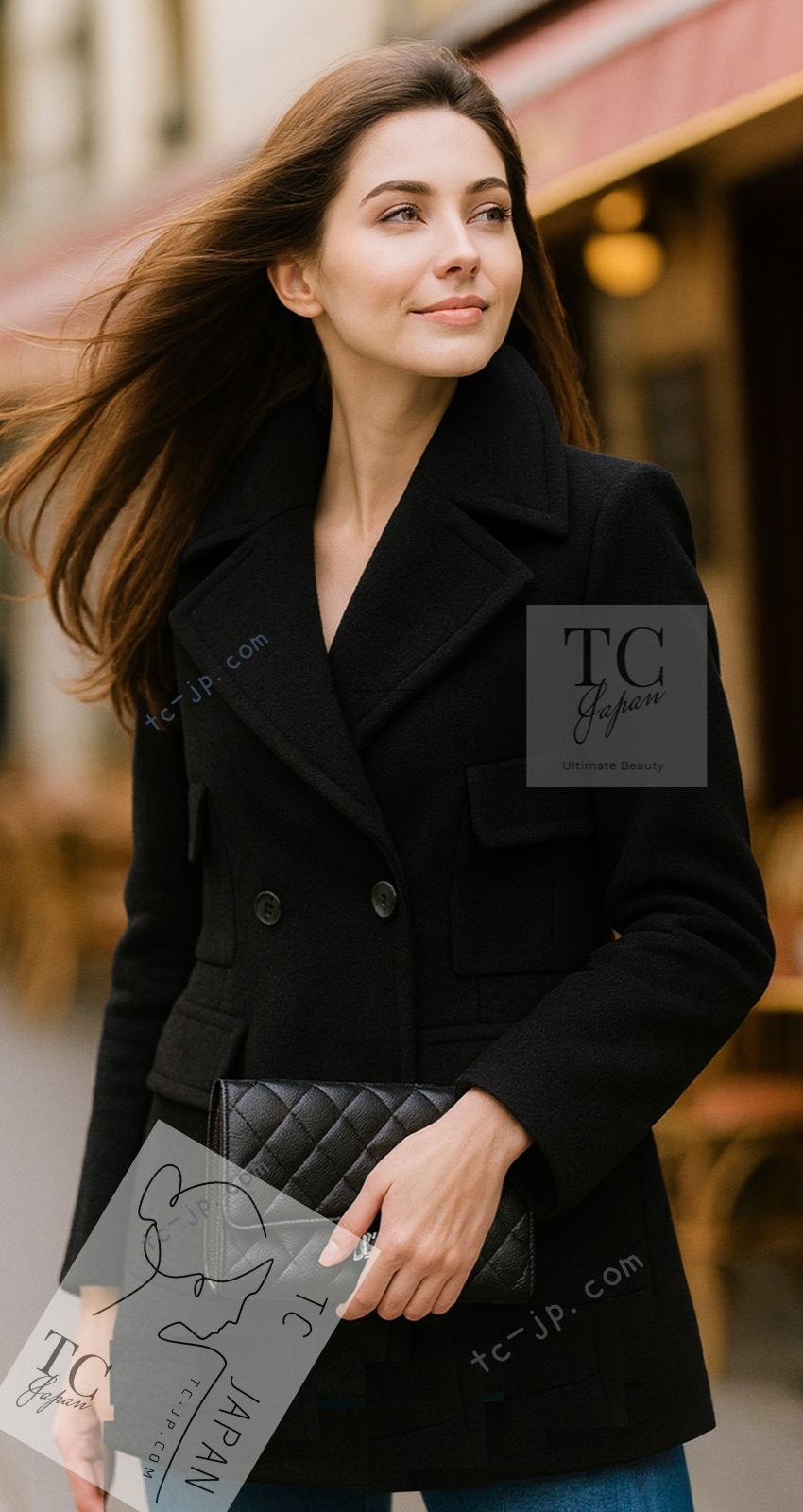 シャネル ジャケット コート CHANEL ヴィンテージ ブラック カシミア