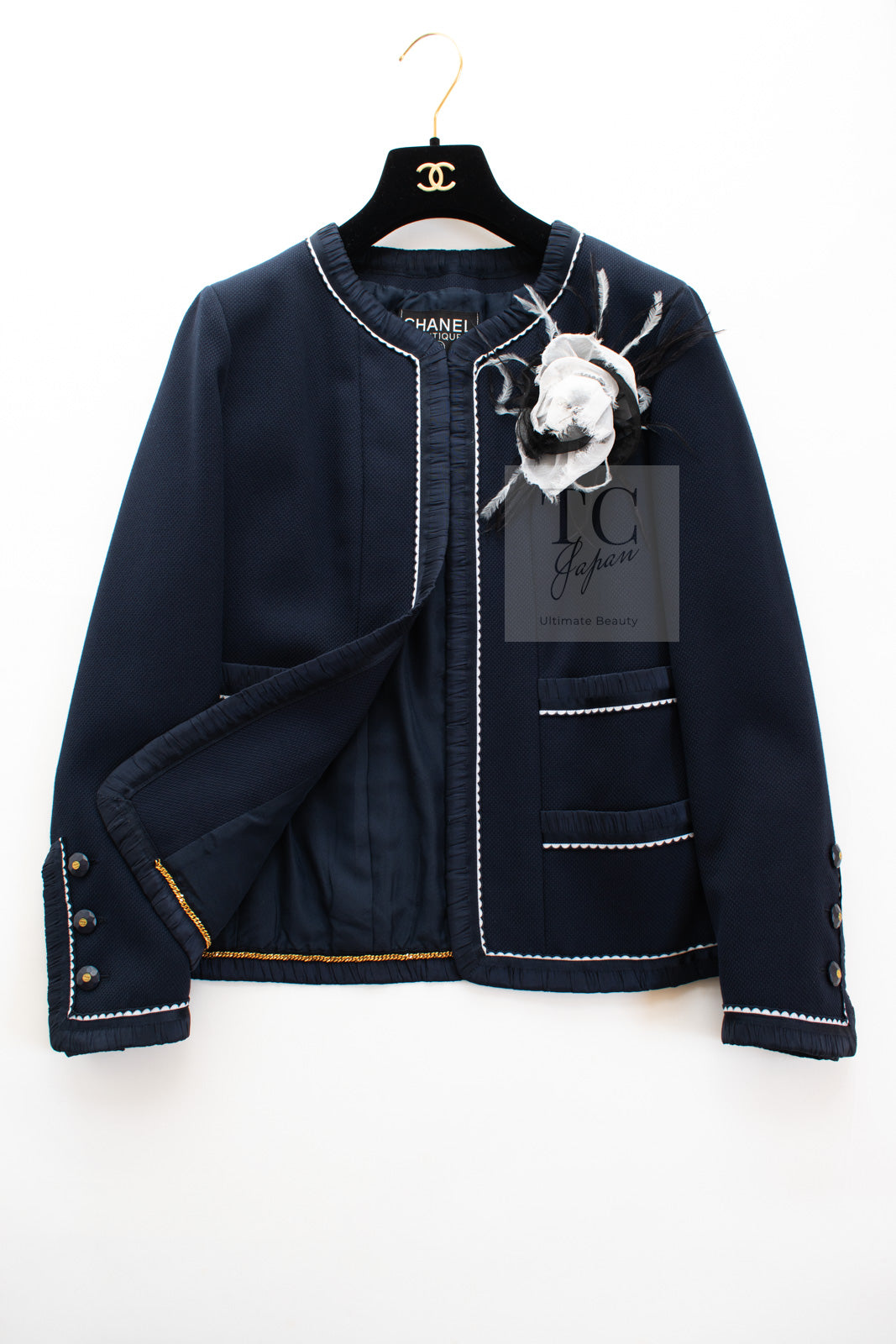 シャネル ジャケット スーツ CHANEL ネイビー 