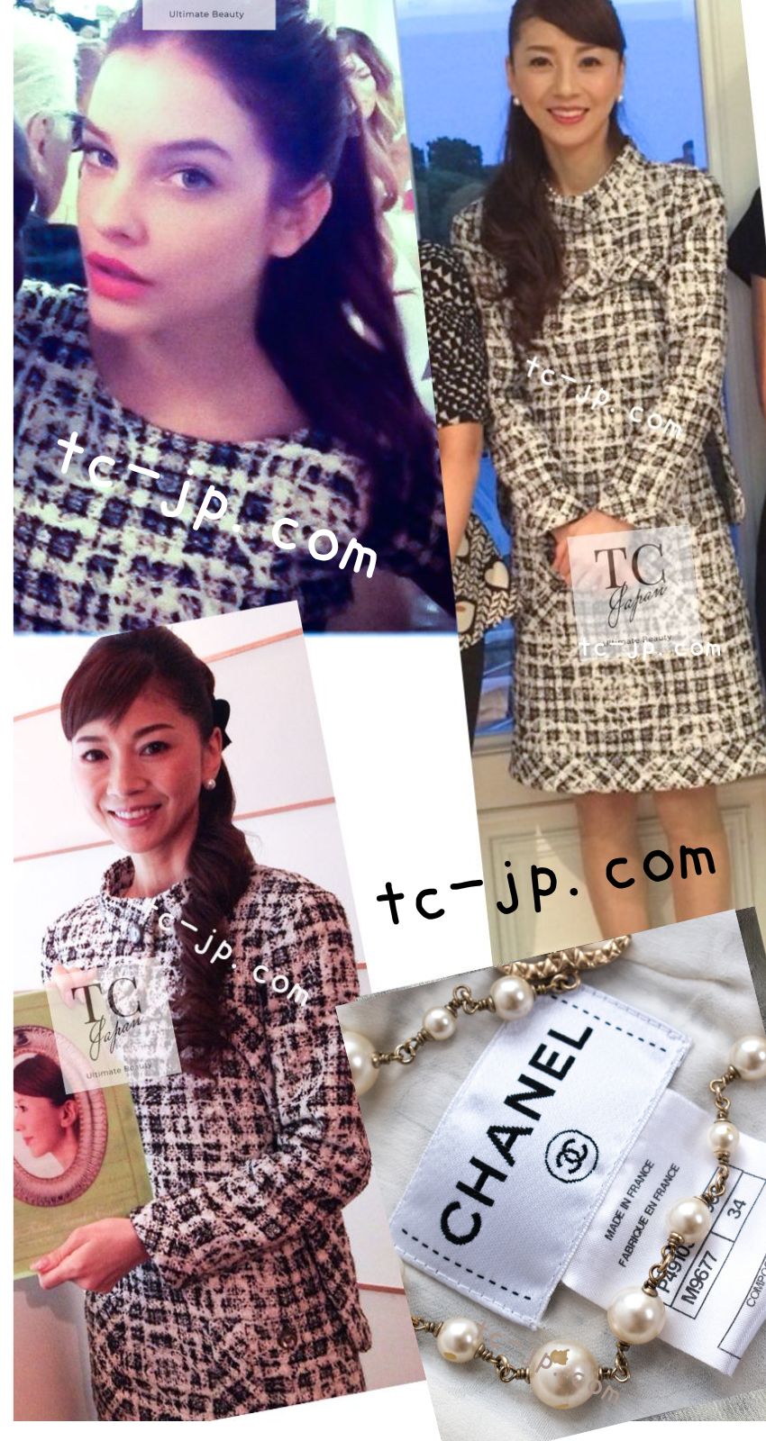 シャネル ワンピース CHANEL ホワイト ブラック グレー カメリア