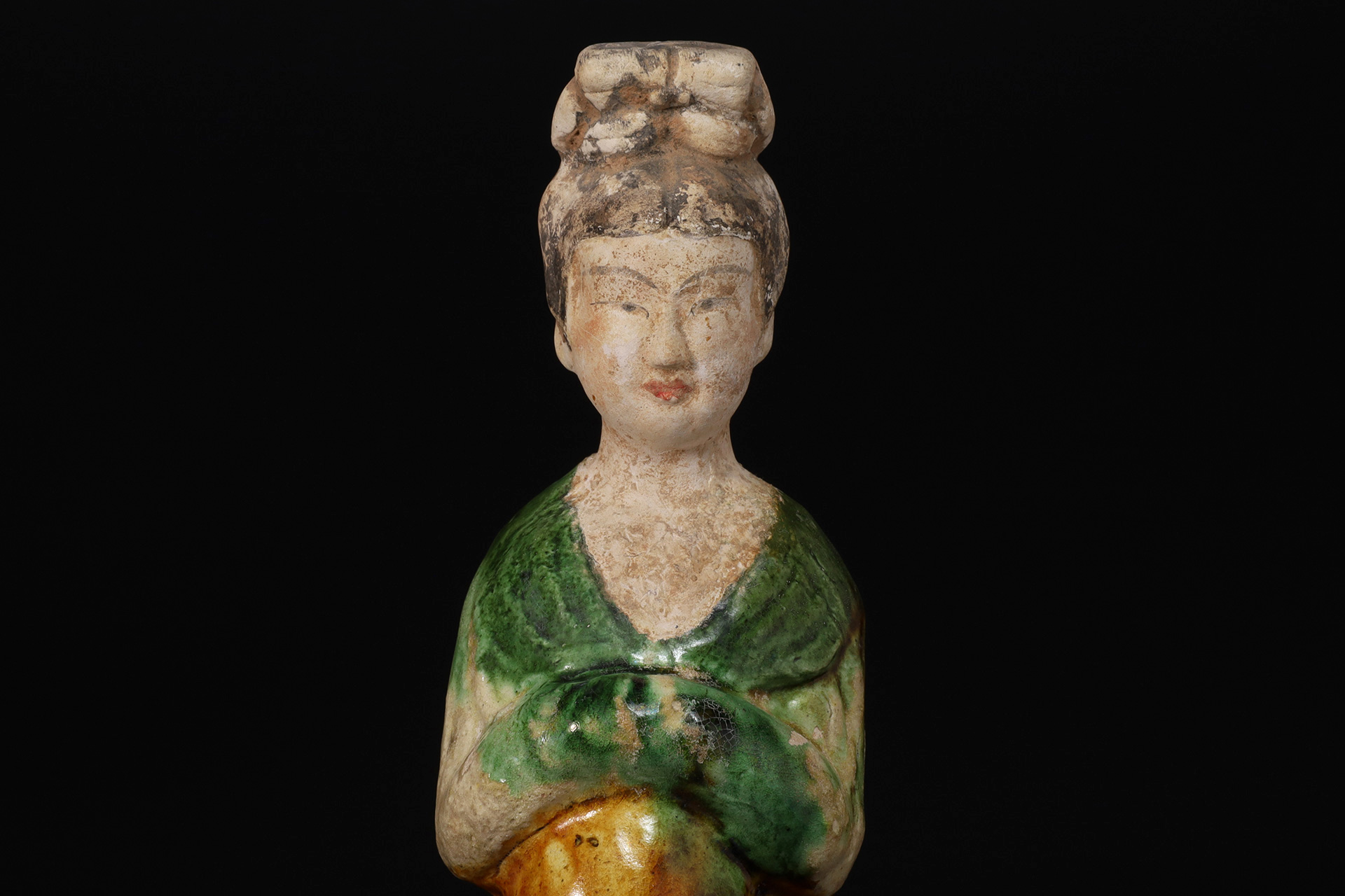 SSSS中国 唐三彩 女人坐俑 人物俑 置物 時代箱 C 9326A 新着商品 - New