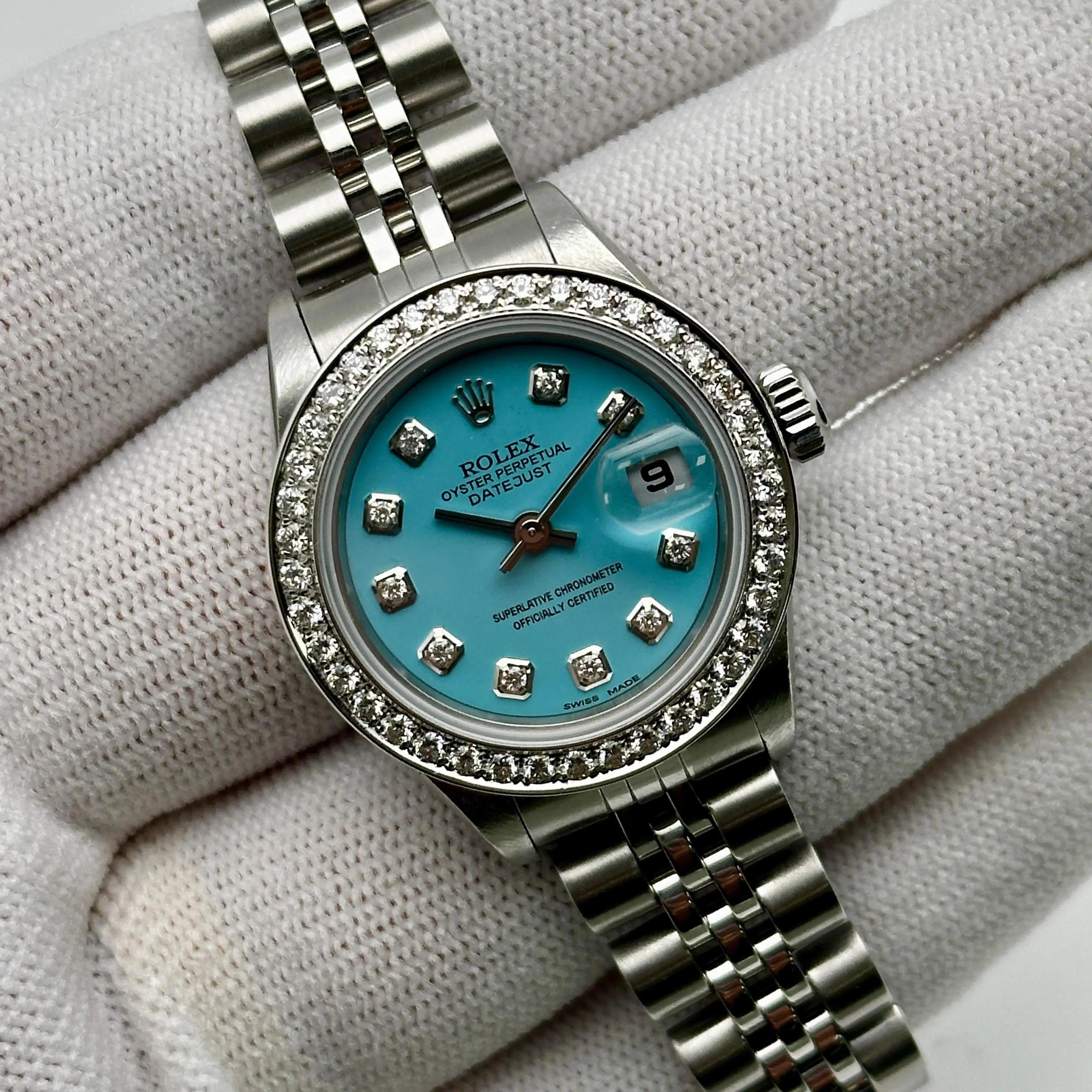 Rolex Lady Datejust 26MM Steel Custom Diamond Tiffany Dial Bezel