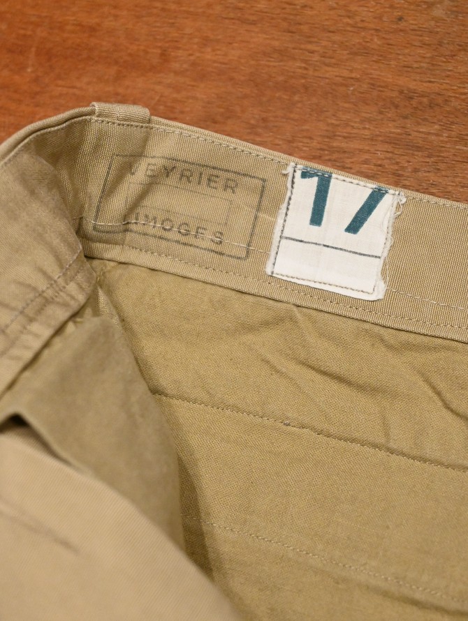 60s VTG/USED) フランス軍 M52 パンツ 平織り コットン+ポリ サイズ17